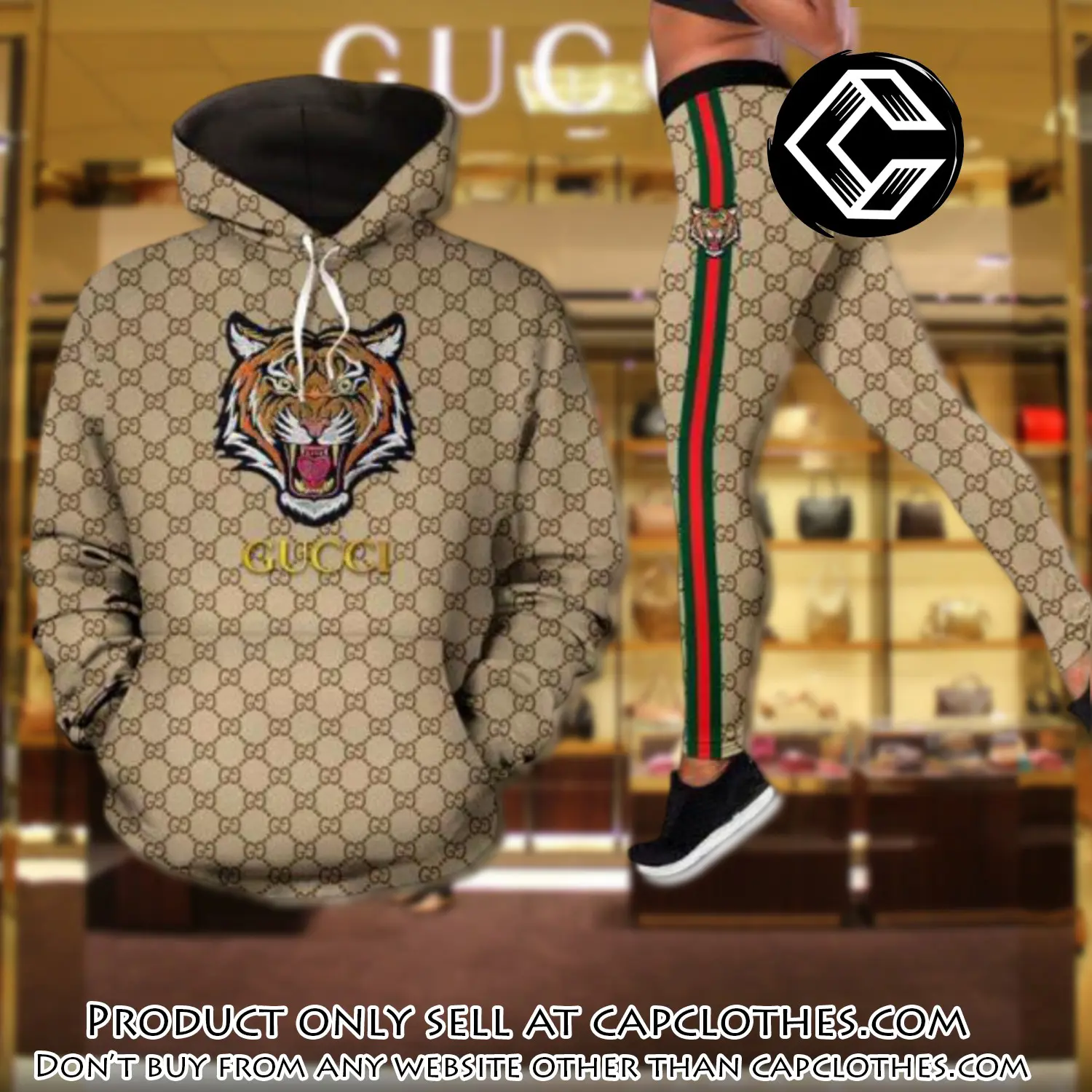 Gucci tiger hoodie legging set luxury for women cc5134549